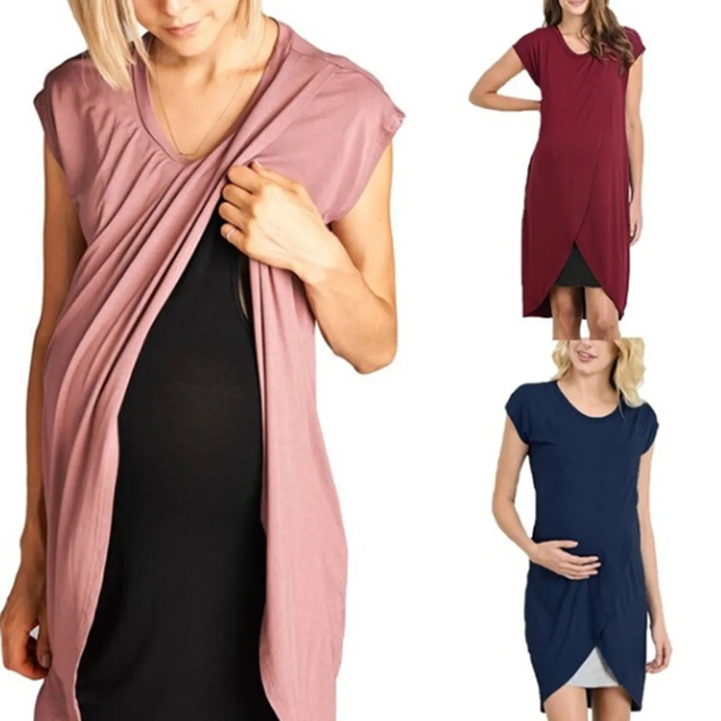 Женский конверт для младенца для беременных Топ Без Рукавов слой Блузка жилет платье Грудное вскармливание одежда Vestidos Para Embaraza