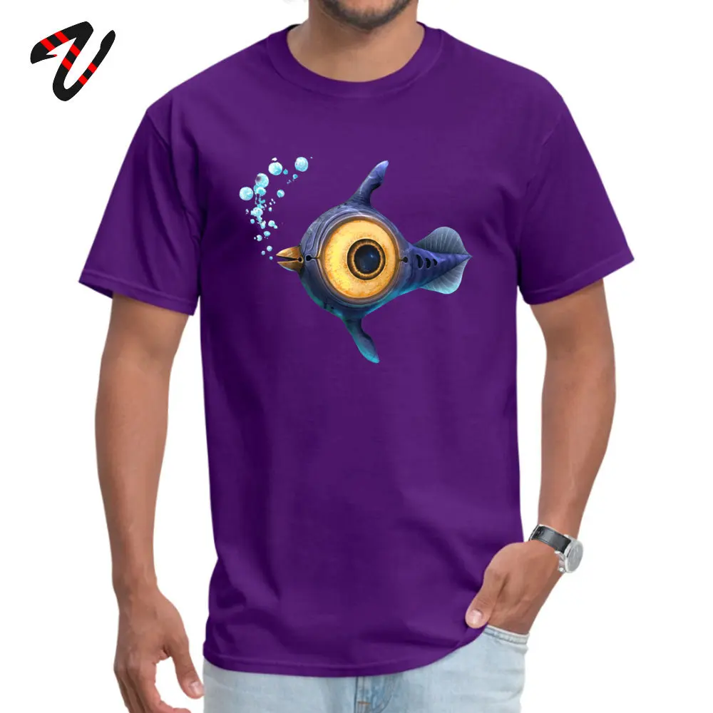 Subnautica Peeper 100% Cotton T Shirt for Men Short Sleeve Family Tees 2018 Summer Round Neck Tee-Shirts Casual Subnautica Peeper11639 purple