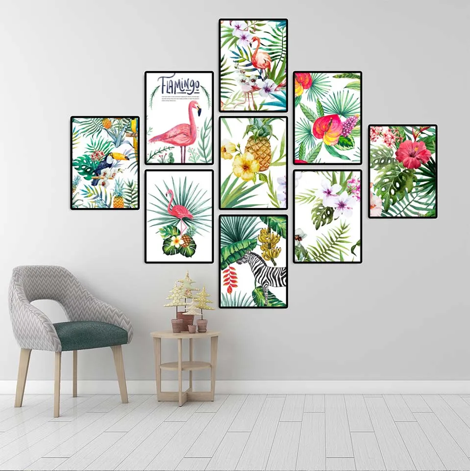 

Canvas Pictures Home Decoration Prints Paintings Tropical Plants Flamingo Wall Art Nordic Style Poster Modular For Living Room