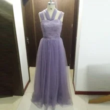 Multi-wear Ways Halter Semi Formal Party Dress For Wedding Guest Dresses Soft Tulle Lace Bridesmaid Dresses Sweetheart NO PS