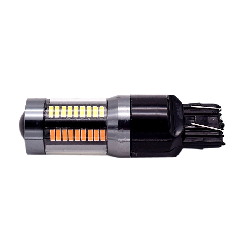 2PCS White Amber Switchback 960 Lumens 7443 4014 66SMD Turn Signal Lamp For Car Backup Lights 12V24V