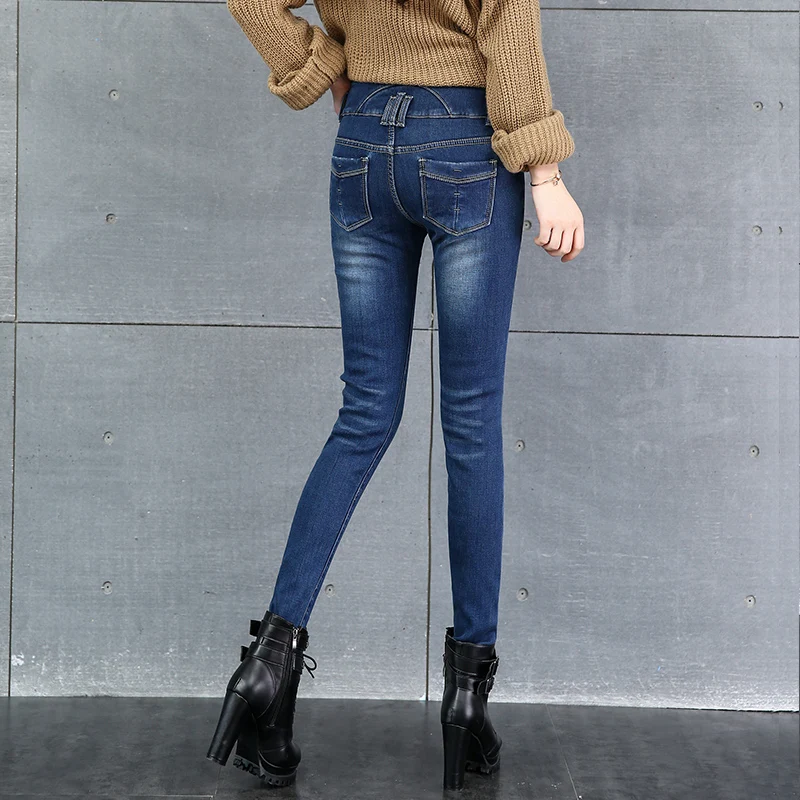 CTRLCITY Для женщин Высокая Талия обтягивающие джинсы с поддельными молния новые Винтаж карандаш брюки джинсы Femme Фитнес джинсовые штаны
