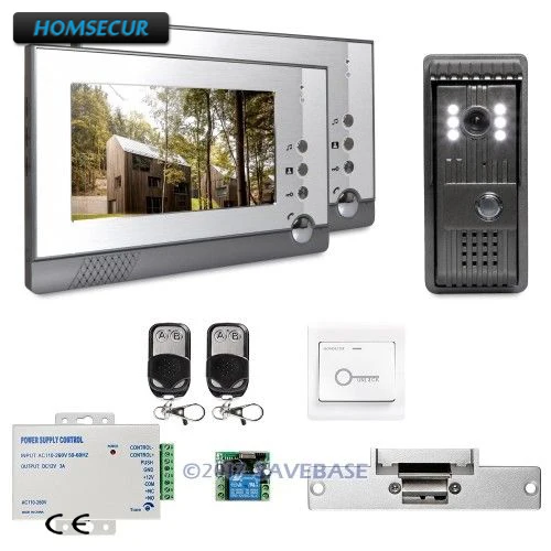 

HOMSECUR 7inch Door Phone System with IR Night Vision for Home Security + 1 Camera + 2 Monitors + 1 Strike Lock