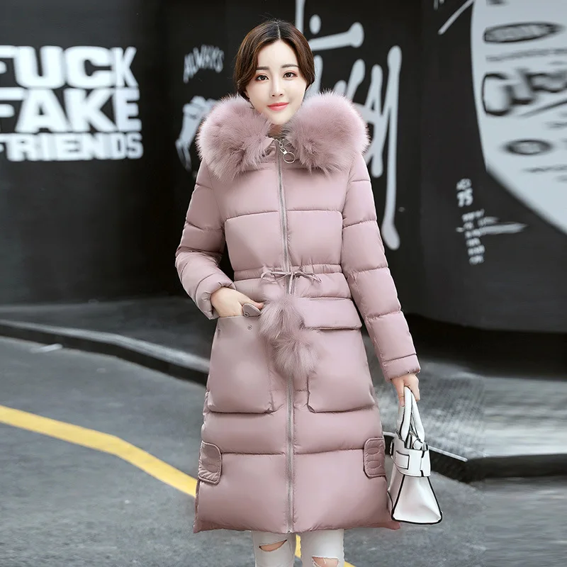 

2017 women in the long down middle school students winter cotton thickened slim waist coat on behalf of the