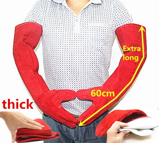Acheter 60 cm longue en cuir Anti bite sécurité gants pour Attraper chien, chat, reptile, serpent, animaux anti Animaux saisir mordre de protection gants