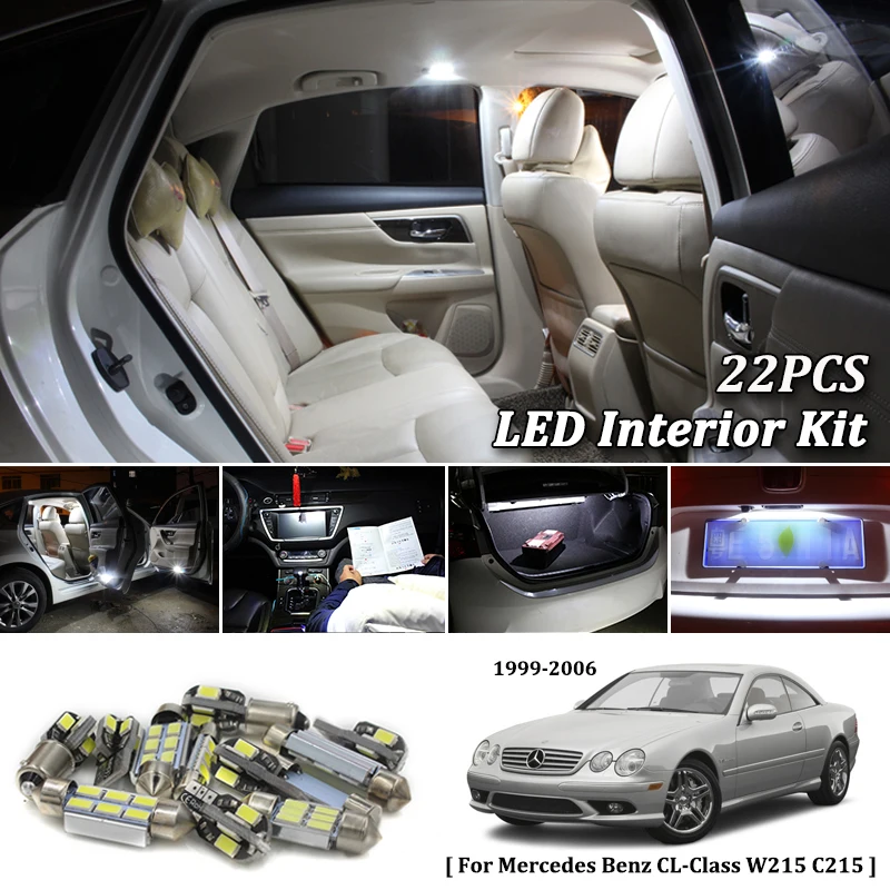 22X White Canbus led Car font b interior b font lights Package Kit for Mercedes Benz