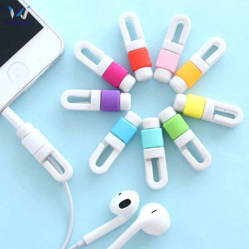 500PCS LOT Earphone Cable Protector Organizer Headphone Cord Protector Protective Sleeves Cable Winder Cover for IPhone 8 7 6