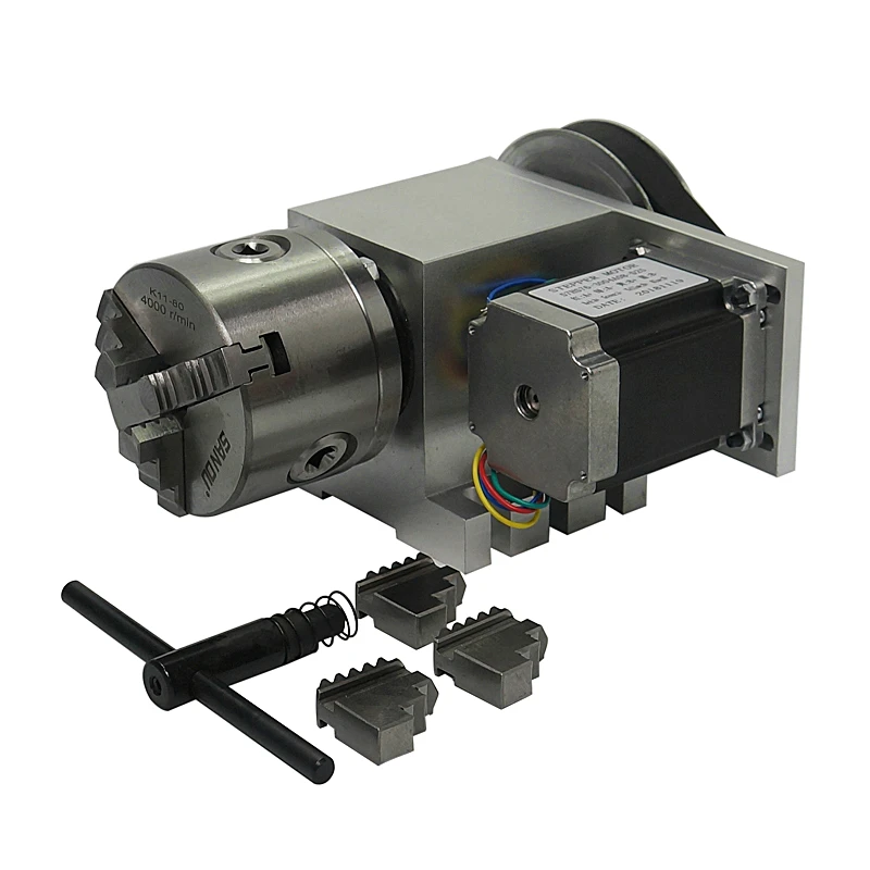 CNC вращающаяся ось 80 мм с зажимным патроном 4 оси разделительная головка для