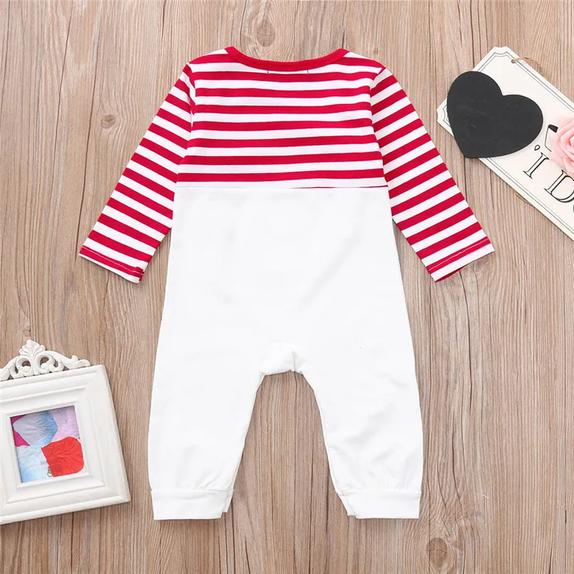 Baby Fashion Toddler Infant Baby Boys Girls Christmas Deer Striped Romper Jumpsuit Outfits romper do beb menina #15O22 (8)
