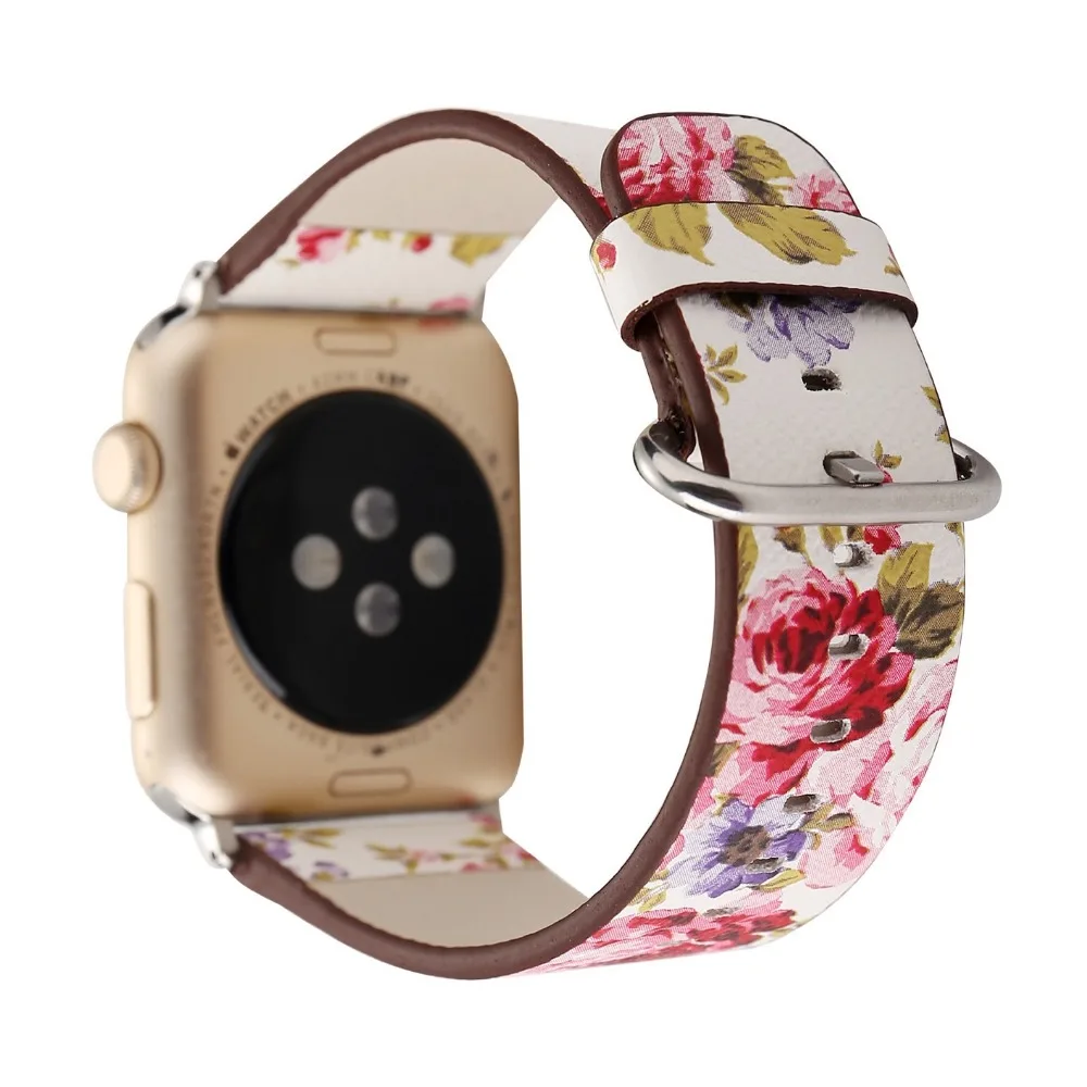 Konaforen с цветочным принтом кожаный ремешок для наручных часов iWatch, ремешок 3/2/1 для наручных часов Apple Watch, ремешок 42 мм, 38 мм, версия цветок дизайн наручные часы браслет