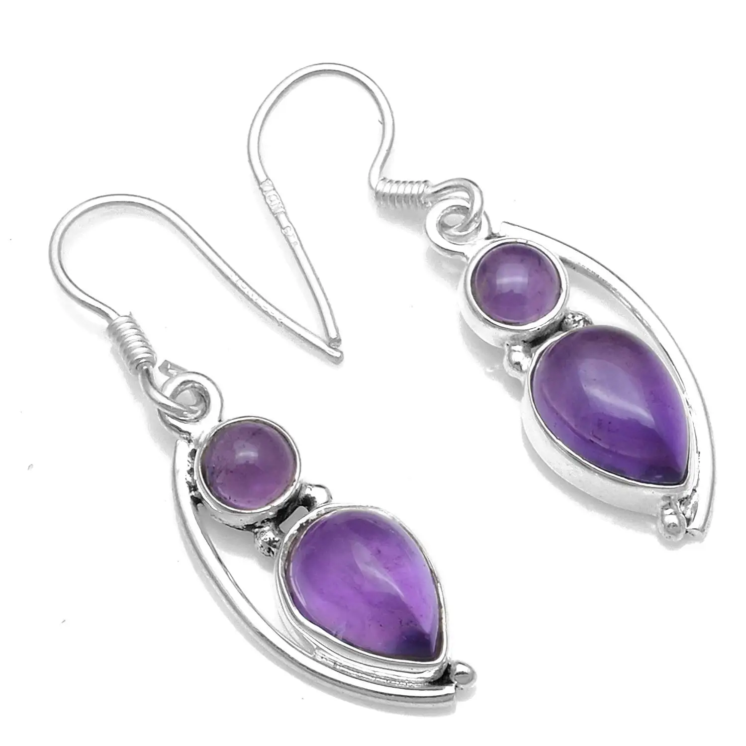 

Genuine Amethyst 925 Sterling Silver Earrings, 36 mm, AE2534