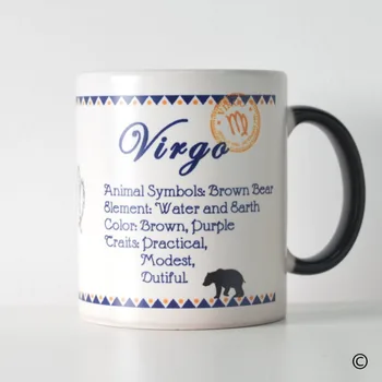 

Coffee Mug Constellation Virgo Color Changing Morphing Heat Reveal Ceramic Black 11 Ounces