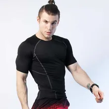 Yuerlian/быстросохнущая Rashgard Для мужчин сжатия теннис Трикотаж плотный Фитнес бак Тренажерный зал Бег короткая футболка Для мужчин спортивной