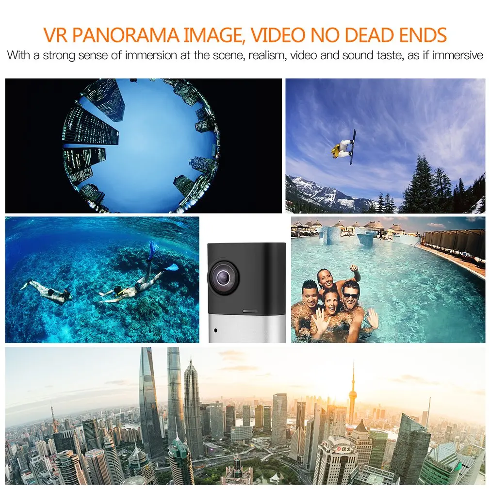 360 градусов камера VR панорамный фотоаппарат вид Wifi Двойные линзы сферическое видео изображение в режиме реального времени бесшовный рекордер 8MP