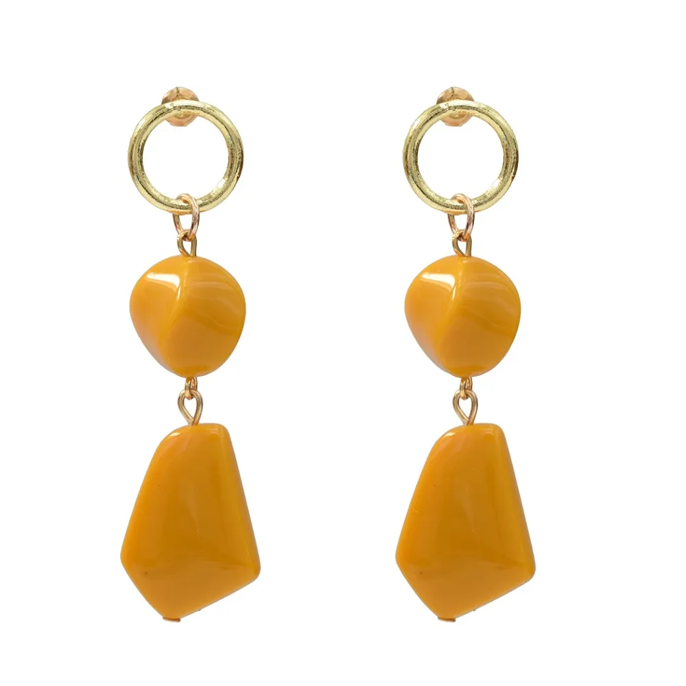 

Fashion Acrylic Geometric Drop Earrings for Women Bridal Wedding Party Yellow Pink Blue Stone Statement Earring Jewelry Gift