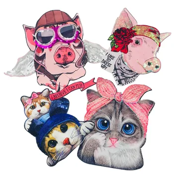 

Embroidery Cloth Stick New Spring and Summer 2019 Cartoon Piggy Printing Short Sleeve Digital Printing Ball Piece Cat