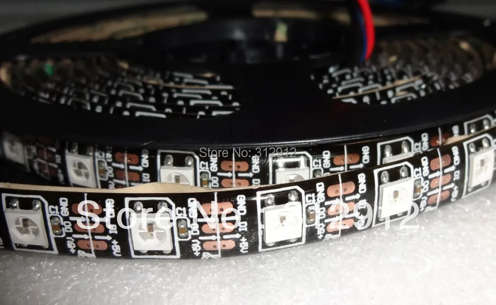 4 м DC5V IP65 WS2812B светодиодная цифровая полоса 60 шт. WS2812B/m с пикселей 57 6 Вт Черная