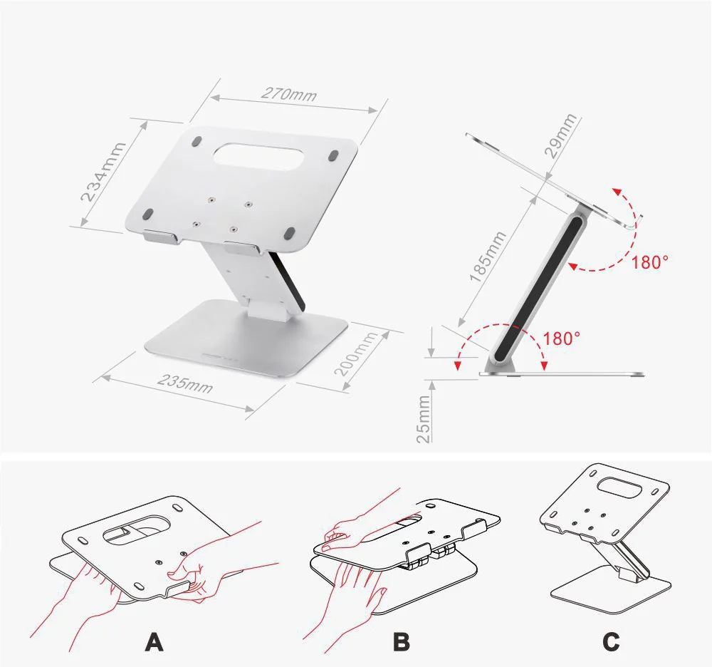 Aluminum Notebook Desktop Stand Desk Riser Height Adjustable Laptop Stand Table for Macbook Air Pro 13 15 Other Computer Aluminum Notebook Desktop Stand Desk Riser Height Adjustable Laptop Stand Table for Macbook Air Pro 13 15 Other Computer