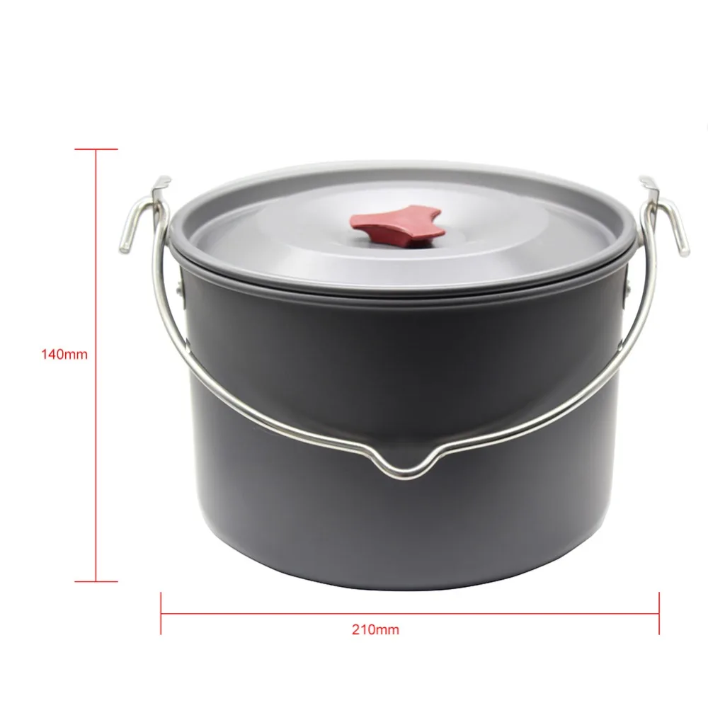 Al aire libre vajilla colgando Pot Camping senderismo mochila de utensilios de cocina de aluminio olla grande 4L cocina Picnic Pot Camping estufa herramienta