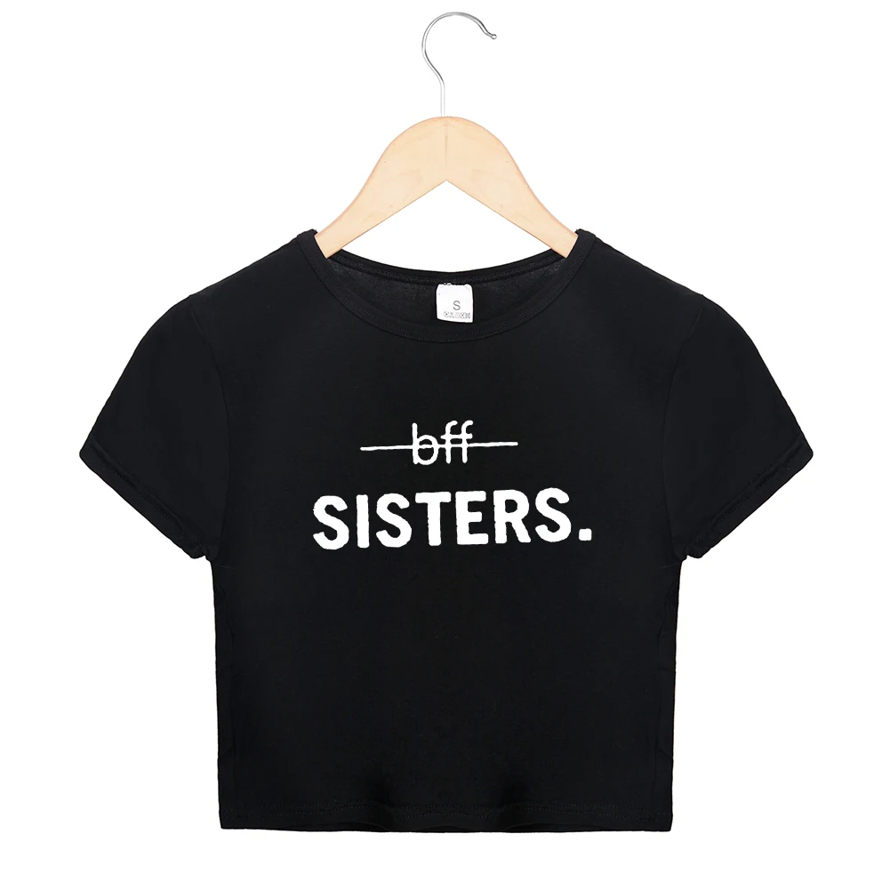 BFF Футболка Топ с надписью Best Friend Sister Tumblr Укороченная рубашка модные повседневные