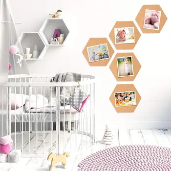 

5pcs Hexagonal Cork Sheets Self Adhesive For Photo Wall DIY Mat Coaster Crafts 30x26cm Durable and Sturdy