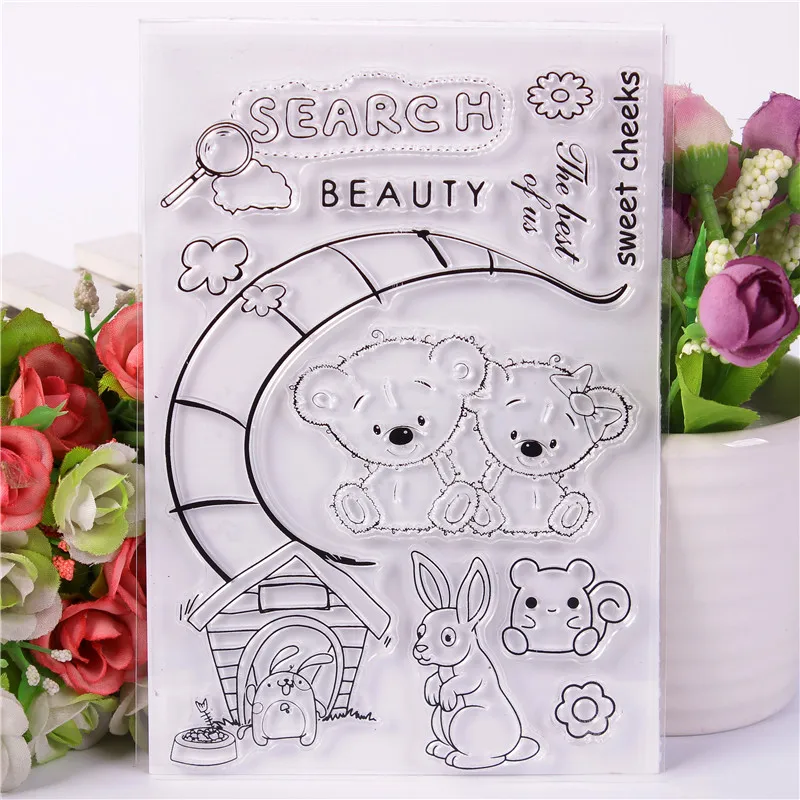 

Rubber Silicone Clear Stamps for Scrapbooking Tampons Transparents Seal Background Stamp Card Making Diy Cartoon animals 28