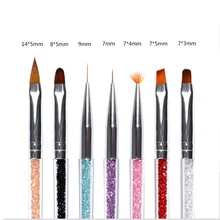 7 unids/set UV Gel cepillo de pintura de la pluma con dibujo de cristales cepillo para uñas gradiente de diamantes de imitación con uñas de arte herramienta