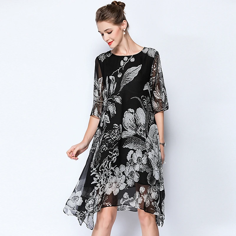 Buy High end Dress Women Double Layer 100 Silk