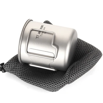 

Tiartisan Coffee Mugs Ultralight Metal Milk Titanium Cup Mug Handgrip Drink ware 420ml with Cover For Home Outdoor Tea Mugs