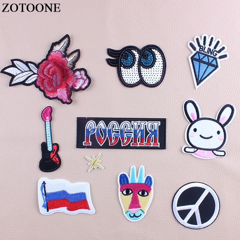 

ZOTOONE Iron On Letters Eye Patches For Clothing DIY Embroidery Sequin Flag Rabbit Military Patch Stickers Fabric Appliques D