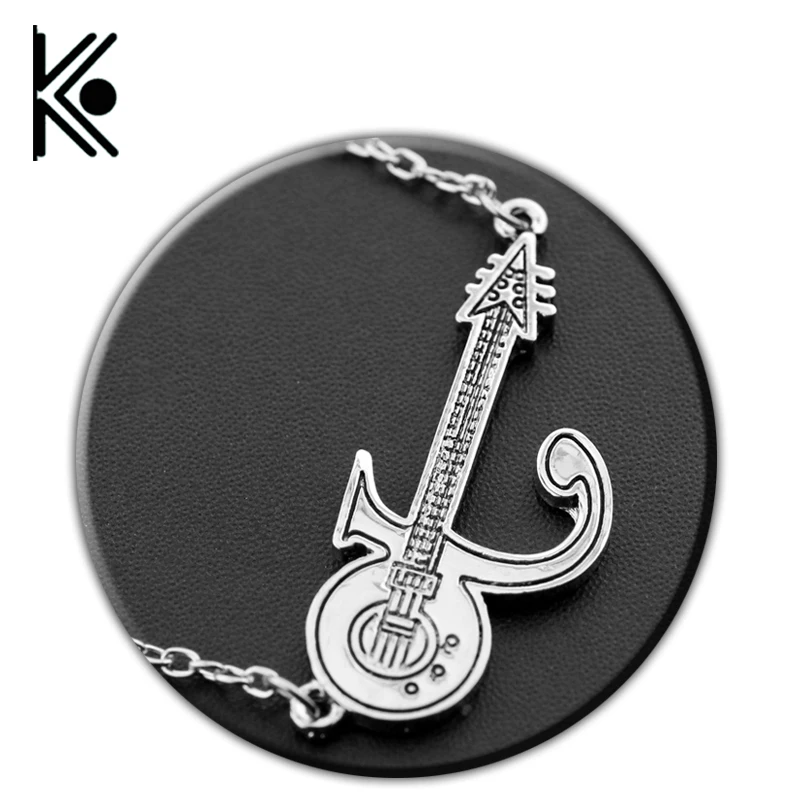

Prince Love Symbol Punk Guitar Pendant,the Purple Rain Men Women Accessories Gold and Silver Memory of Prince Necklace