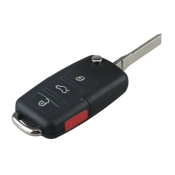 

New 3+1 Panic Buttons Flip Folding Car Key Case Shell Fob Cover For Volkswagen VW Golf 4 5 6 Passat B5 B6 Polo Remote Key