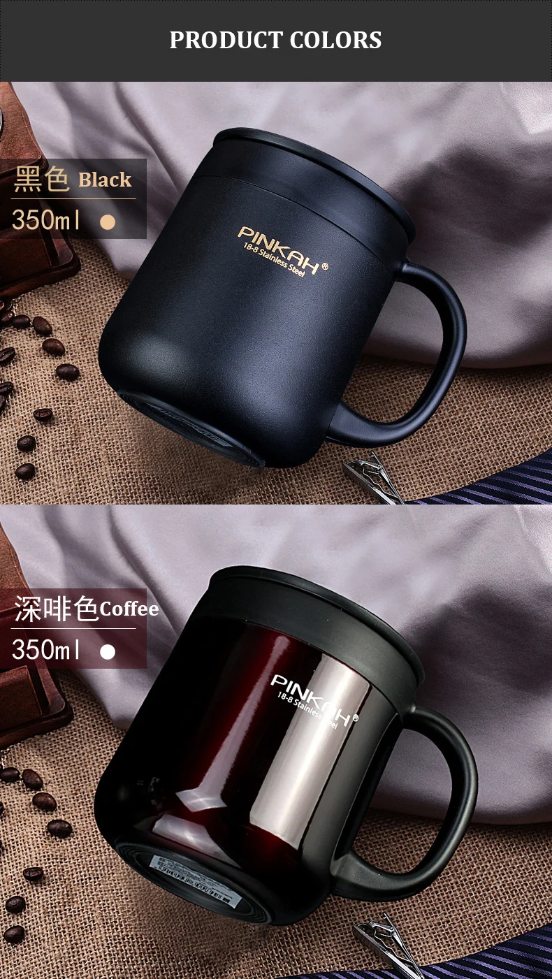 Pinkah Double Wall Stainless Steel Vacuum Flasks 350ml&460ml Thermos Cup Office Cup With Handle Insulated Tea mug thermos bottle (8)