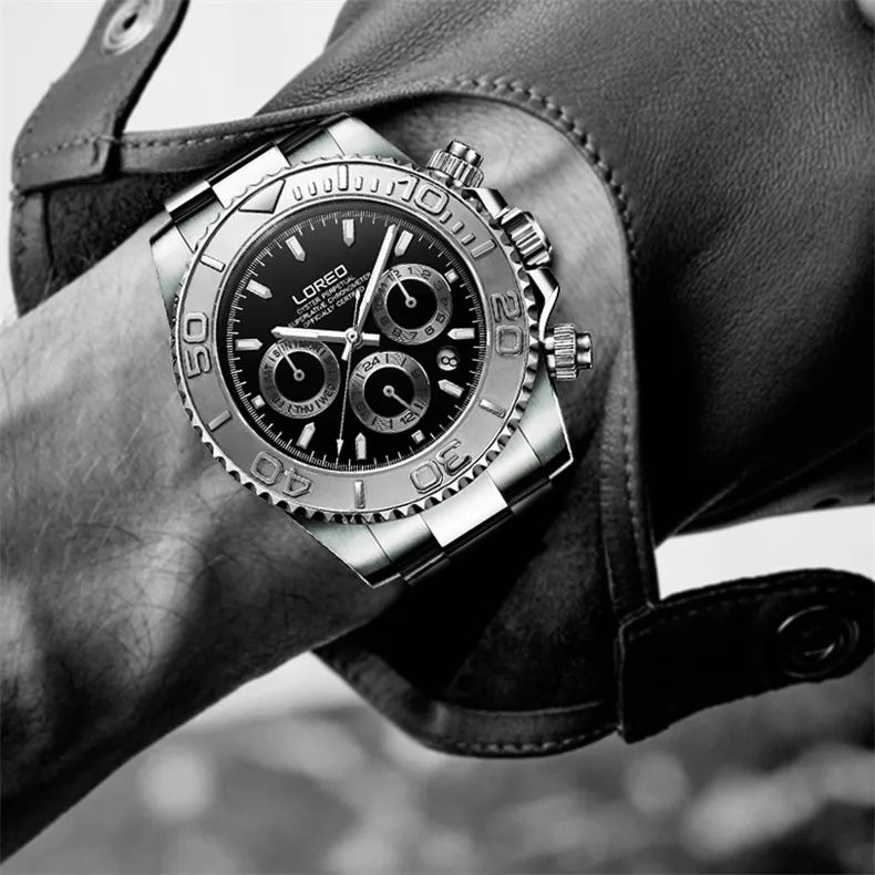 Najtaniej LOREO zegarki męskie pasek ze stali nierdzewnej automatyczny zegarek mechaniczny wojskowy 200m wodoodporny zegarek męski sportowy zegarek