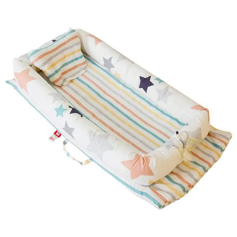 Детская портативная кровать с мягкой подушкой съемная и моющаяся изолирующая кровать дышащий гипоаллергенный младенческий шезлонг 0-24 м - Цвет: Слоновая кость
