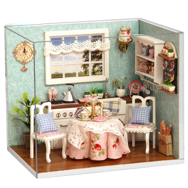 wooden dolls house diy kits handcraft miniature dollhouse kitchen led lightdust cover all - Dollhouse Kitchen wooden dolls house diy kits handcraft miniature dollhouse kitchen led lightdust cover all - Dollhouse Kitchen