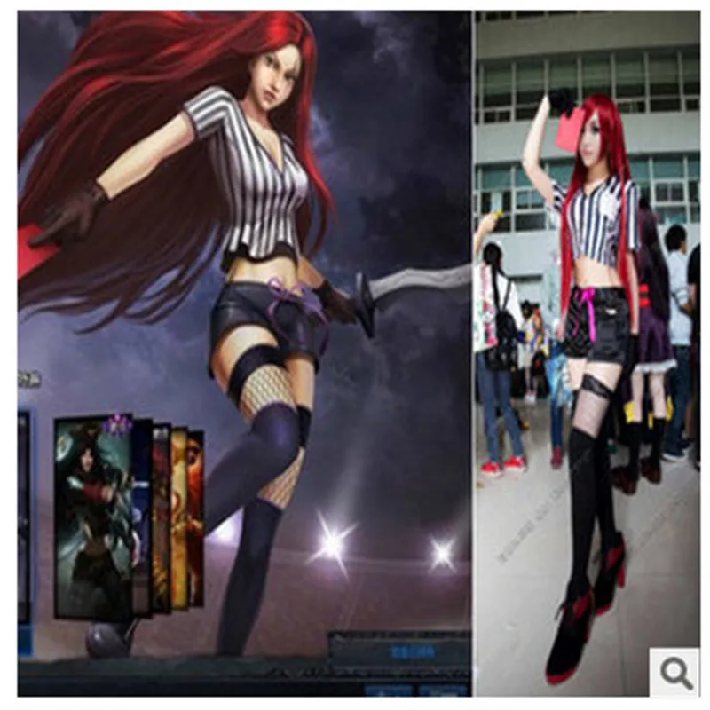 Костюм для косплея LoL Game katарина ДУ нож с лезвием из лезвия сексуальный кружевной