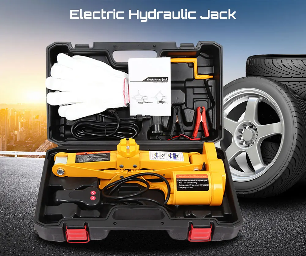 

12V Auto Electric Hydraulic Jack Car Lift Tire Repair Tool With One Key Operation Garage Tools For Tire Max 350mm Lift Height