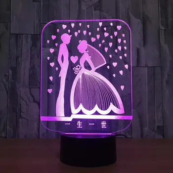 

Wedding Romance 3d Led Night Light Touch Switch Table Lamp Usb 7 Color Room Decor Colorful Led Lighting For Gift 3d Desk Lamp