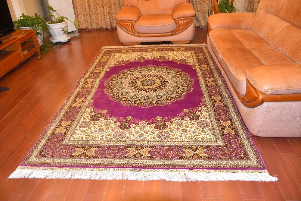 6'x9' персидский дизайн шелковые ковры ручной переплетения Шелковый ковер классический диван Площадь Ковер