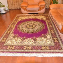 6'x9' персидский дизайн шелковые ковры ручной переплетения Шелковый ковер классический диван Площадь Ковер