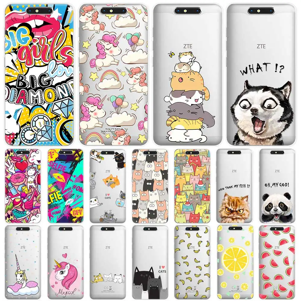 

Phone Case for ZTE Blade V7 V8 lite mini V9 A330 A910 A602 A610 A520 A512 Z10 Cute cat fruit animal soft TPU Back Cover
