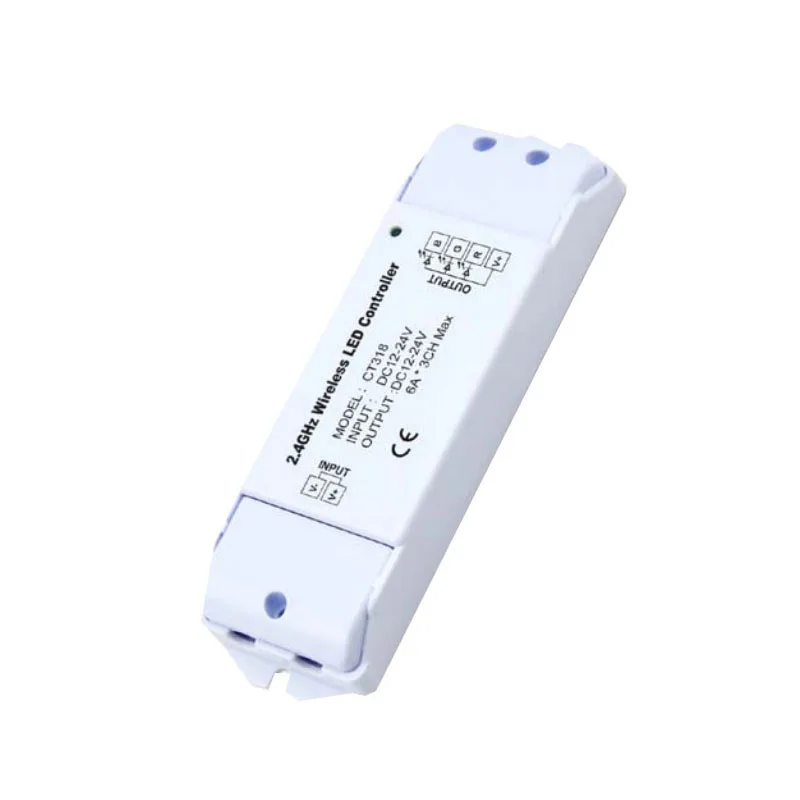 12-24VDC вход 6A* 3 канала светодиодный RGB контроллер с RF или 2,4 ГГц управление СВЕТОДИОДНЫЙ беспроводной контроллер серии CT318