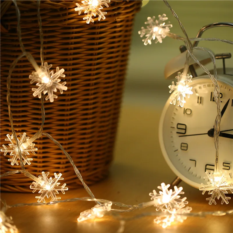 Navidad 2018 1 м 10 струн светодиодный снежинка батарейный блок рождественские