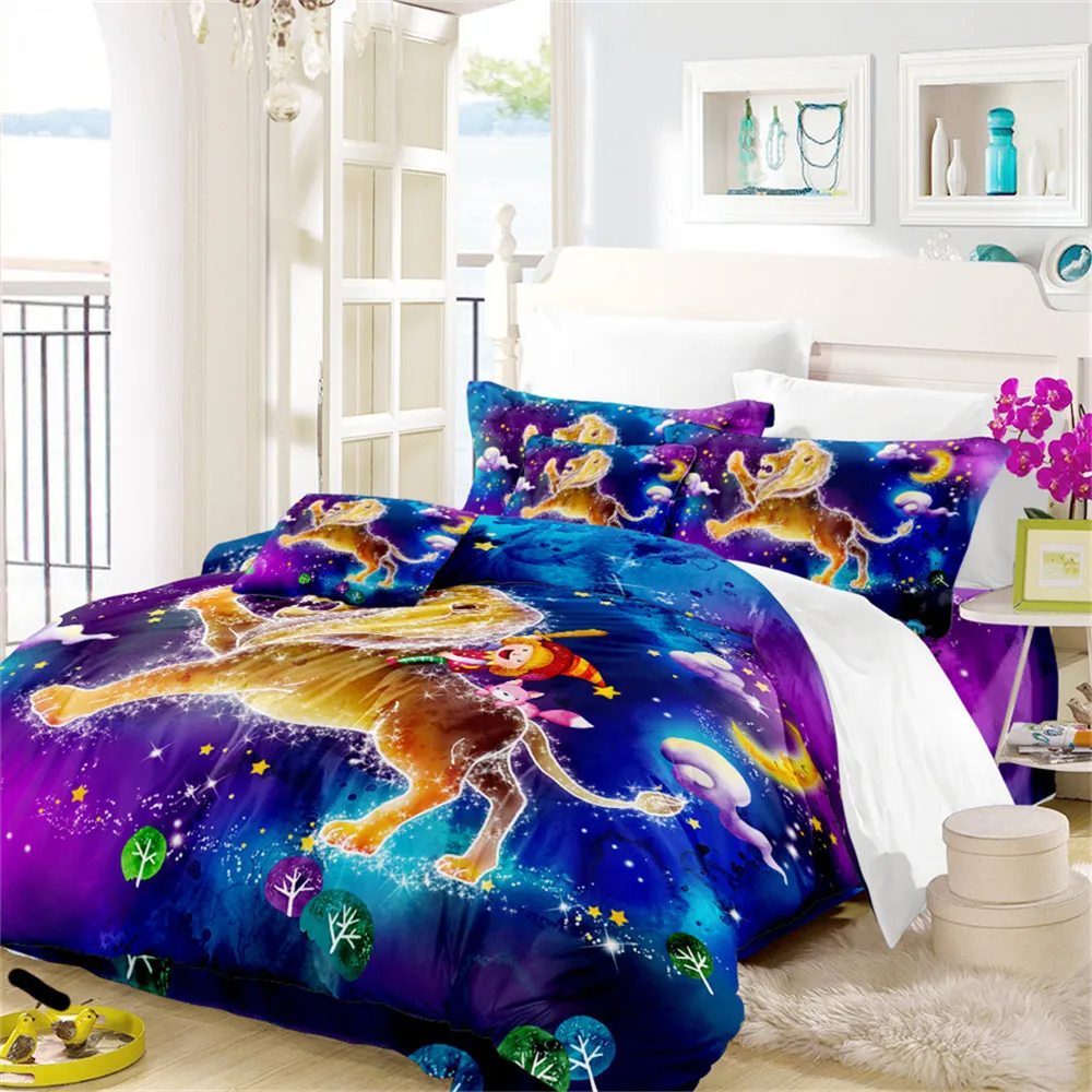 Дети Dreamlike мультфильм постельные принадлежности Красочные Созвездие льва набор