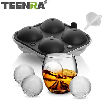 

TEENRA 2.5 Inch Ice Ball Mold Silicone Ice Cube Mold Large Size Whiskey Ice Balls Silicone Mold 4 Cavity Ball Maker