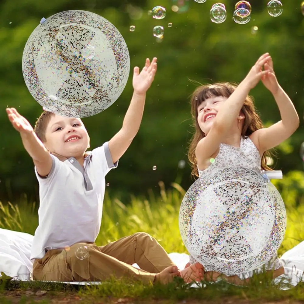 

Transparent PVC Inflatable Sequins Beach Ball Summer Play Water Fun Kids Toy