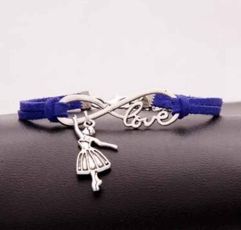 1 шт./лот браслет с подвеской Love lucky 8 Бесконечность Танцующая балерина девочка для