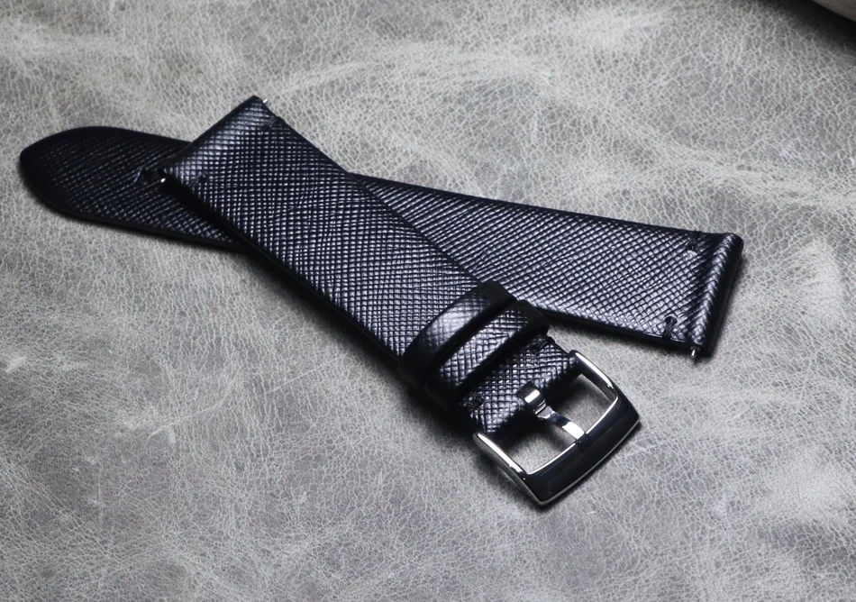 Черный саржевый ремешок Ручной работы 18 19 20 21 22 мм для мужчин и женщин из натуральной кожи ремешок для часов браслет для Omega/Seiko/IWC