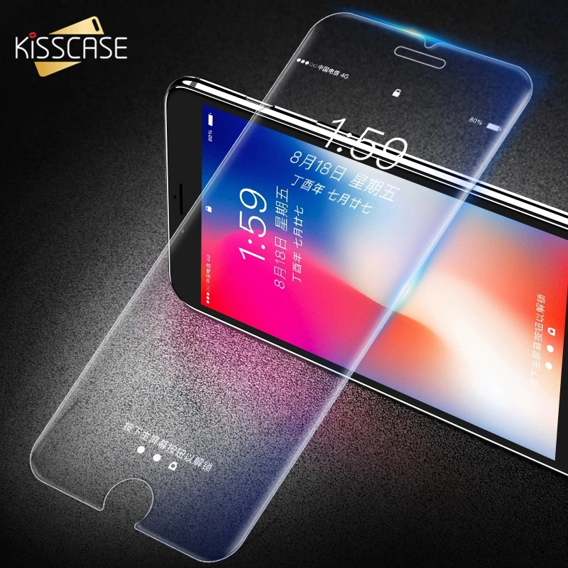 Goedkoop KISSCASE 5D Gehard Glas Voor iPhone 5 5 s SE Screen Protector Voor iPhone 7 8 6 s Plus Beschermende film explosieveilige 9 H Premium